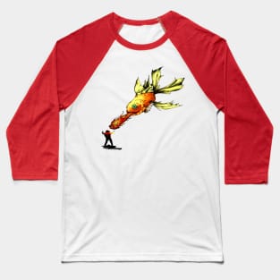 Diver Down Goldfish Background Baseball T-Shirt